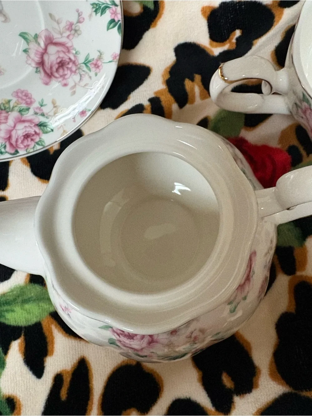 New Classic Floral Porcelain Tea for One Set in Pink and Green